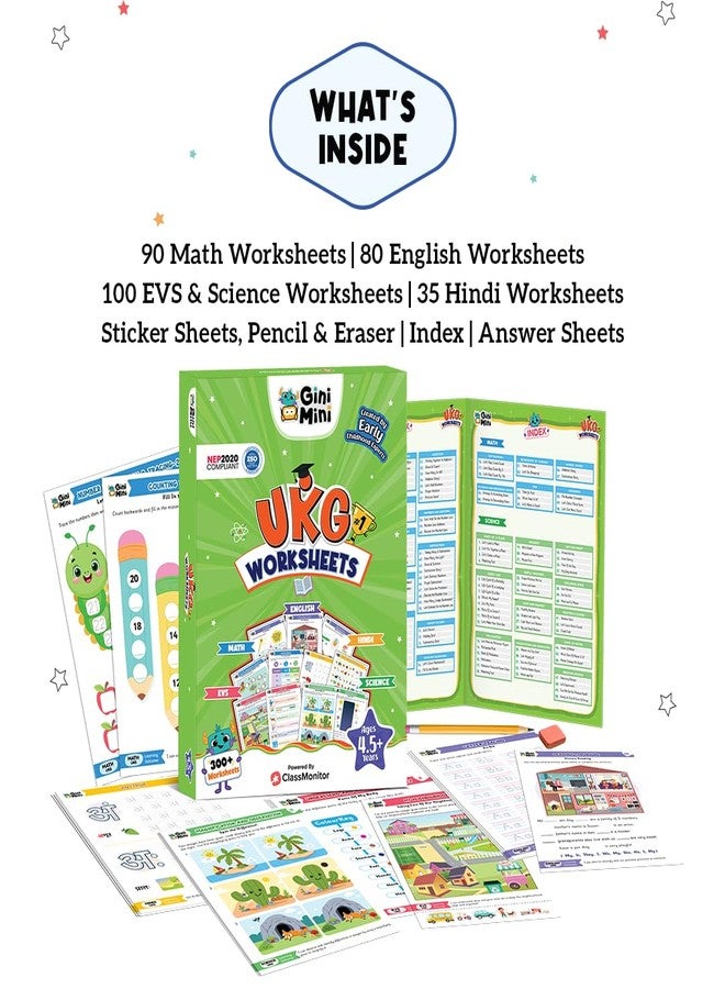 GiniMini Combo Pack of 600+ LKG & UKG Worksheets for 3-7 Years | English, Math, Science, EVS & Hindi | Learning & Writing Activities | Educational Gift for Kids Boys Girls - Image 3